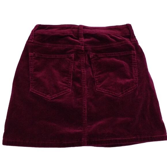 So Corduroy Skirt Juniors Size 1/25W Burgundy Fall Winter Preppy Mini Skirt Y2K - Picture 2 of 12